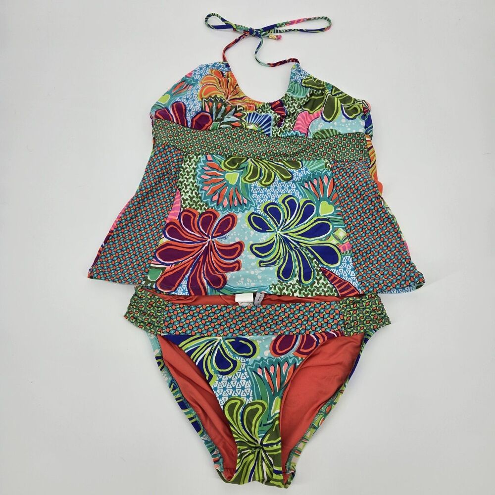 Trina Turk Zanzibar Halter Bikini Top Size 10 Bottoms Size 8